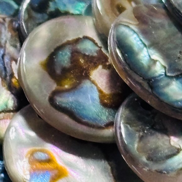 Abalone Shell Disc Bib Necklace Iridescent Statement Collar - Picture 8 of 13